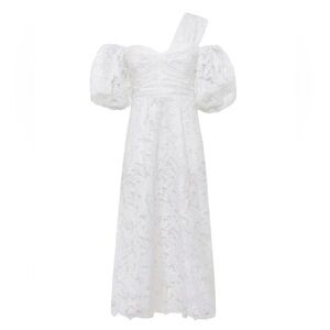 Self-Portrait White Lace Midi Dress